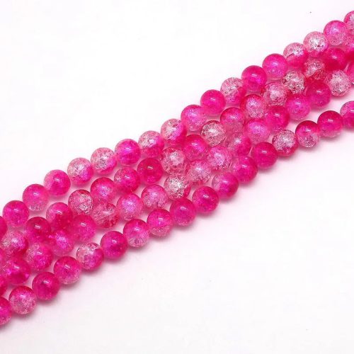"Crackle" 4 mm-es repesztett effekt üveggyöngyök - Magenta - 50 db