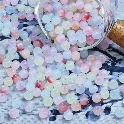6 mm-es Bicolor üveggyöngyök - Vegyes színek - 50 db