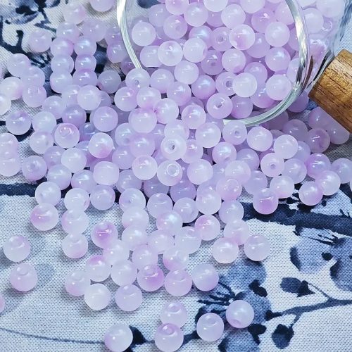 6 mm-es Bicolor üveggyöngyök - Halványlila - 50 db