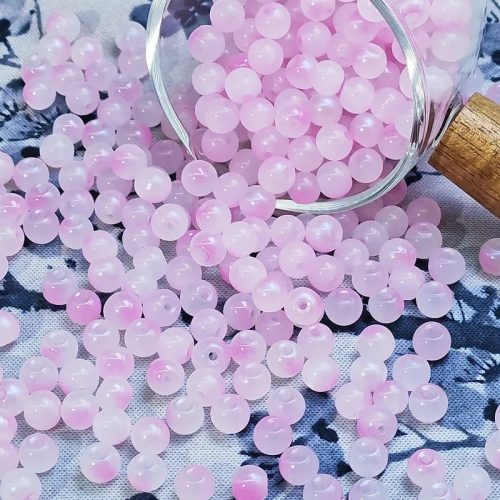 6 mm-es Bicolor üveggyöngyök - Pink - 50 db