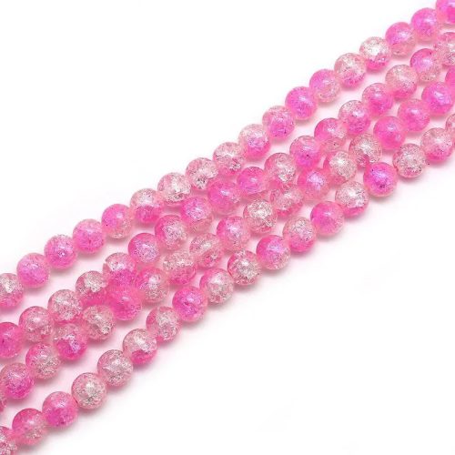 6 mm-es repesztett effekt üveggyöngyök - Pink - 50 db