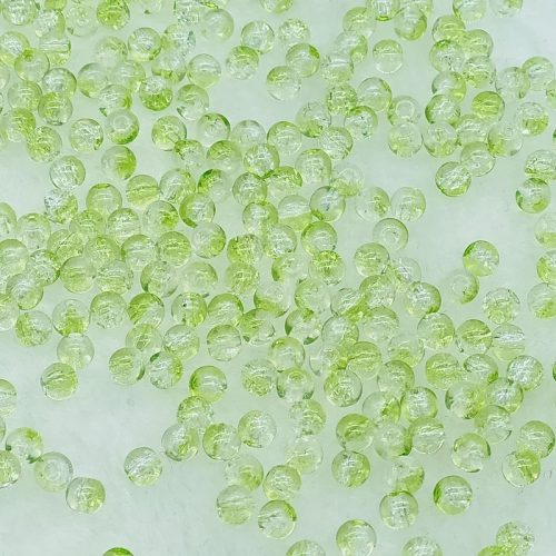 6 mm-es üveggyöngyök buborék effekttel - Világoszöld - 50 db
