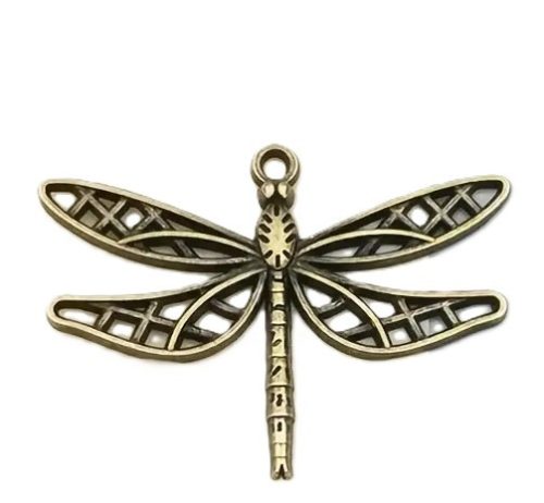 Szitakötő függő - Antik bronz színben -  3,4x2,5 cm - 1 db 